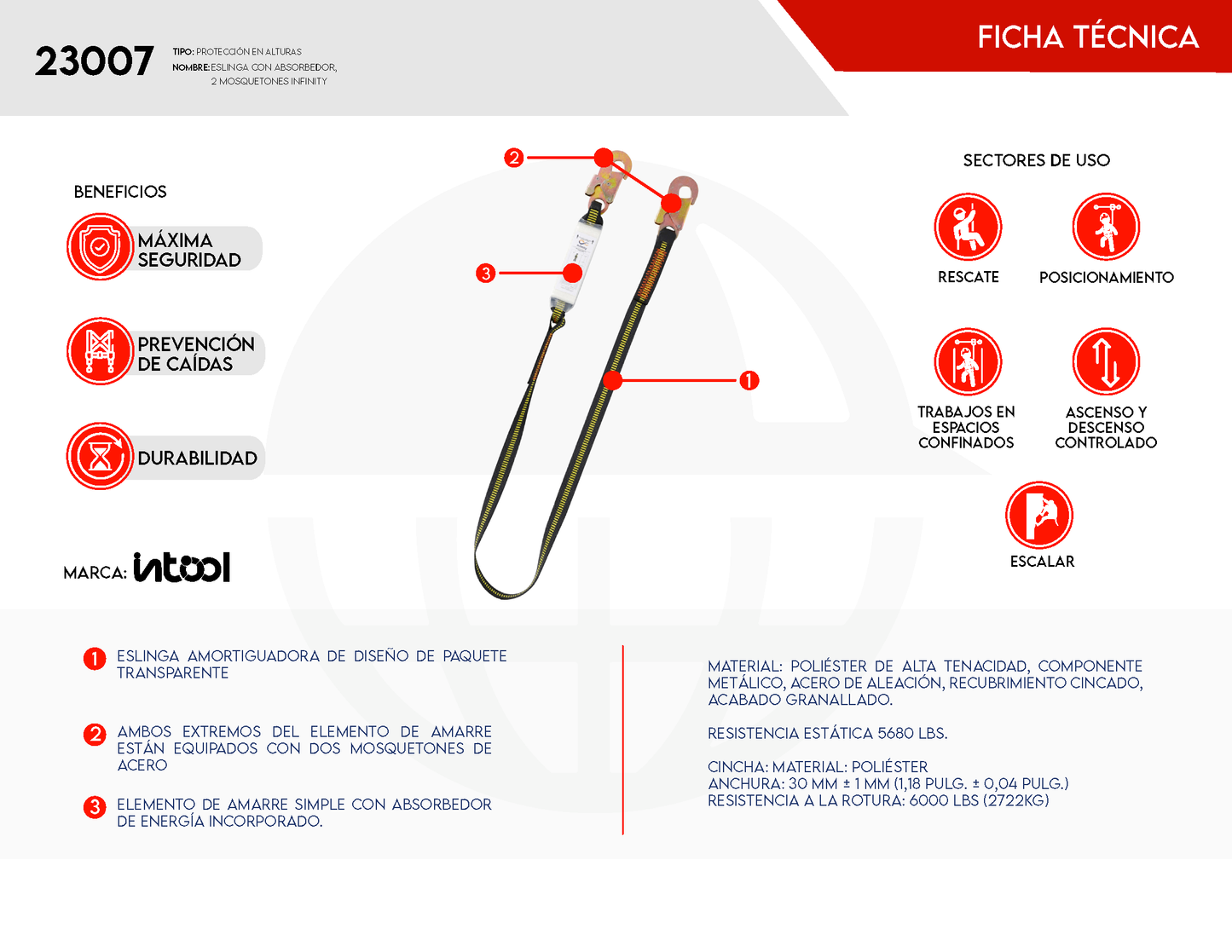 Eslinga con Absorbedor 2 Mosquetones INTOOL