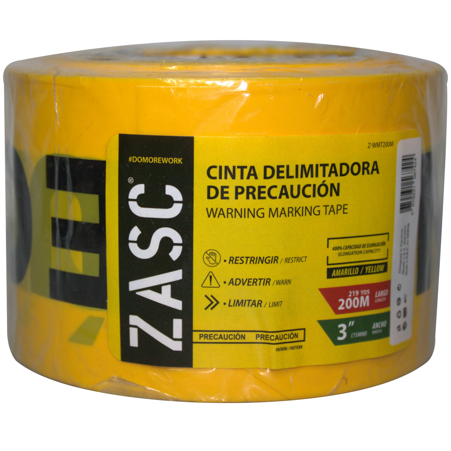 Cinta de Precaución Amarilla 3" x 200 MTS