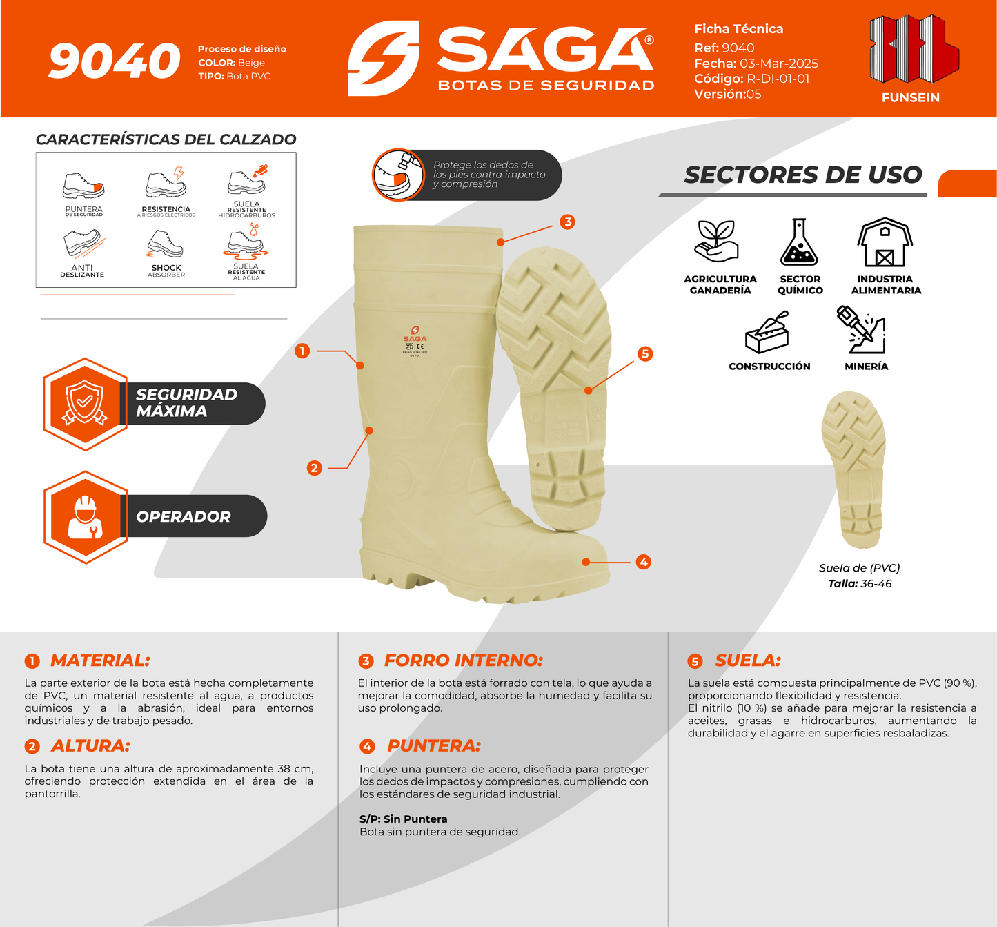 Bota de PVC de Seguridad - SAGA 9040