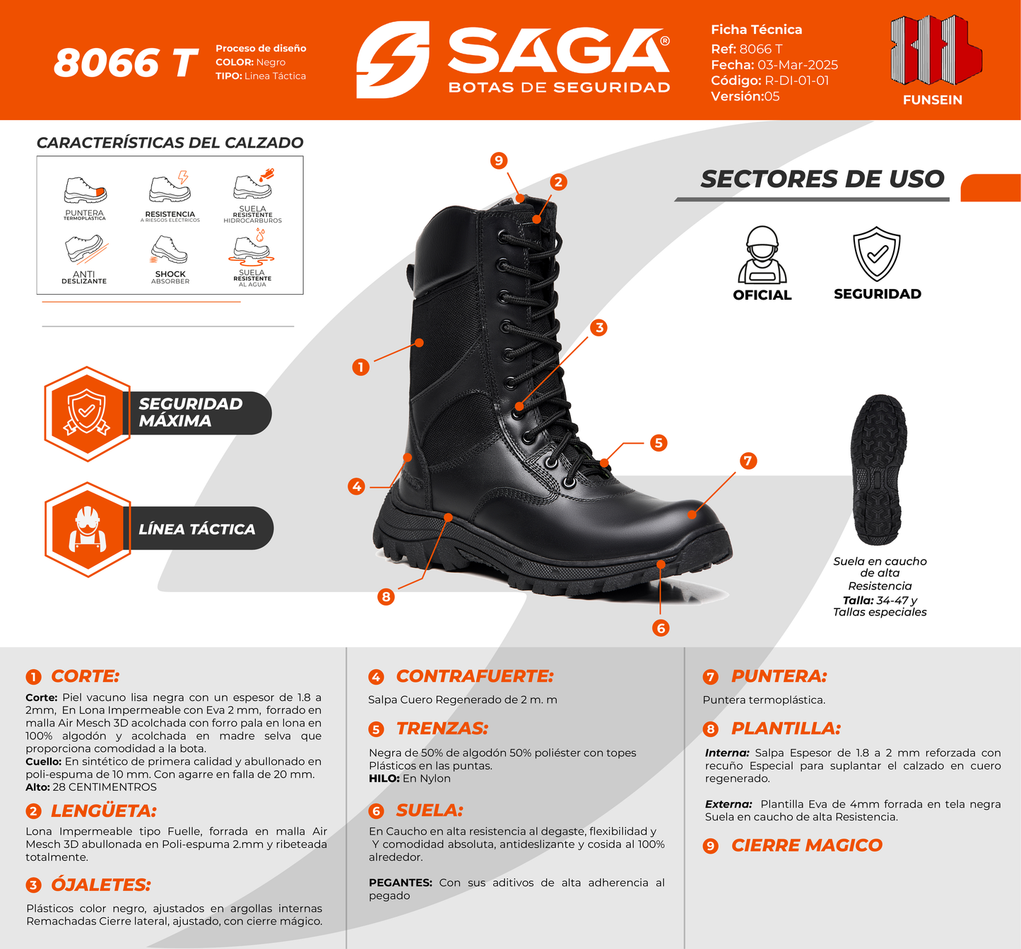 Bota Táctica de Seguridad - SAGA 8066T2