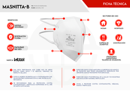 Mascarilla N95 Nitta Blanca - Protección Estándar