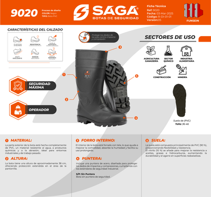Bota de PVC de Seguridad - SAGA 9020