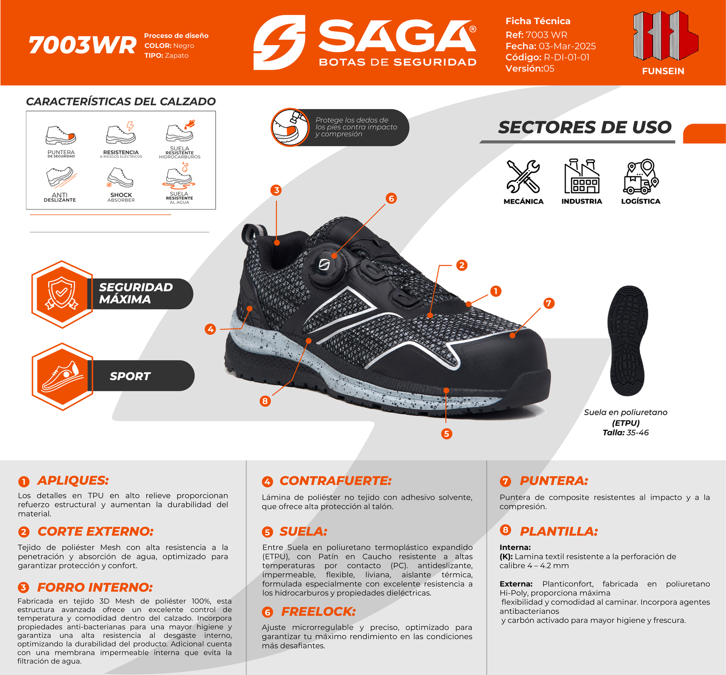 Calzado Deportivo de Seguridad - SAGA 7003WR