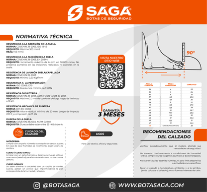 Bota Táctica de Seguridad - SAGA 8066T